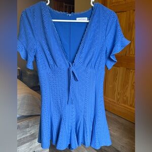 Vestique Royal Blue Eyelet Romper Dress